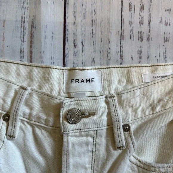 Frame Le Original Women's White Denim Jeans Size 26 Distressed - Picture 4 of 5